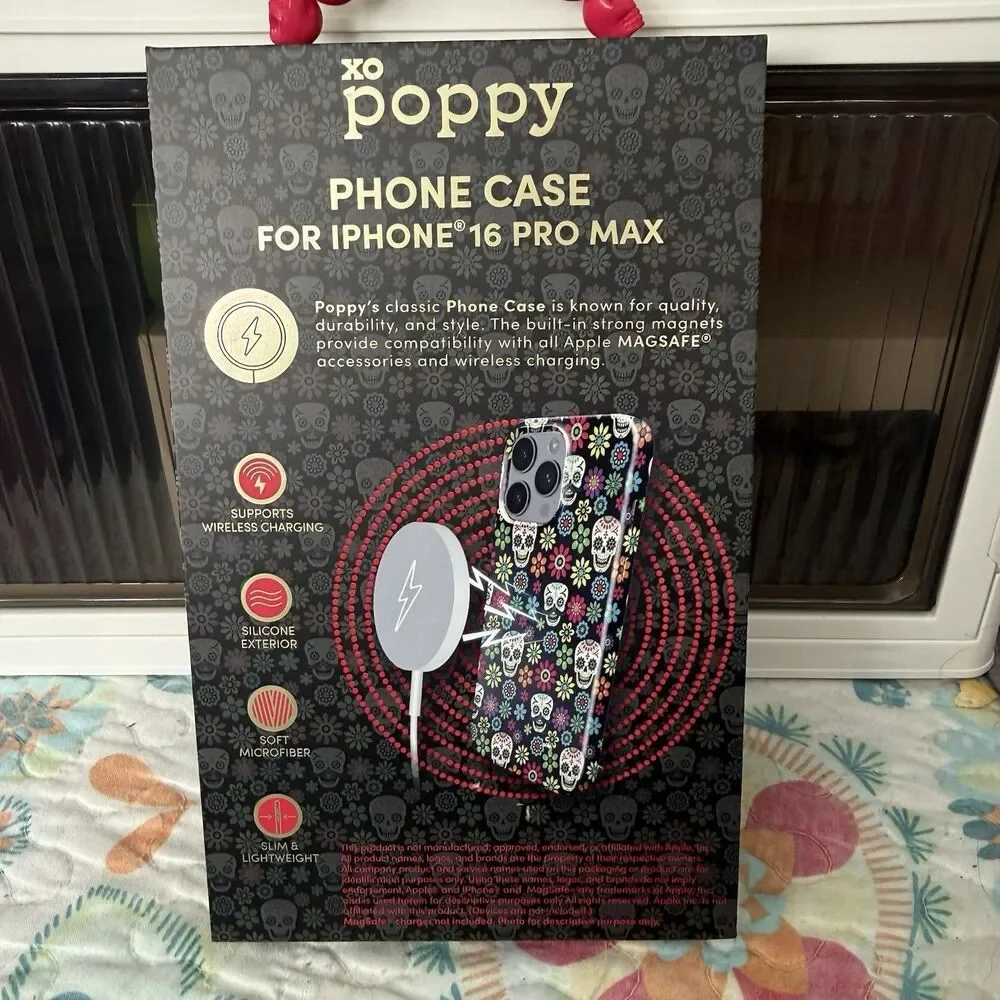 Poppy IPHONE 16 Pro Max Magsafe Dia De Los Muertos Case Skull Apple Phone New
